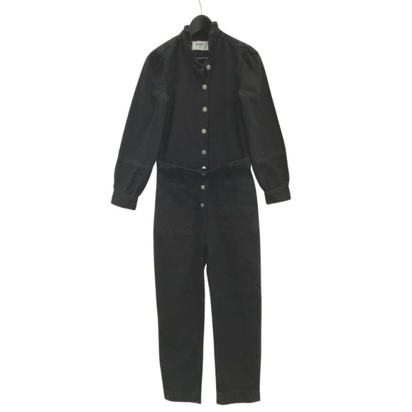 BA&SH Valentine Ruffled Black Denim Jumpsuit NWT - Picture 7 of 8